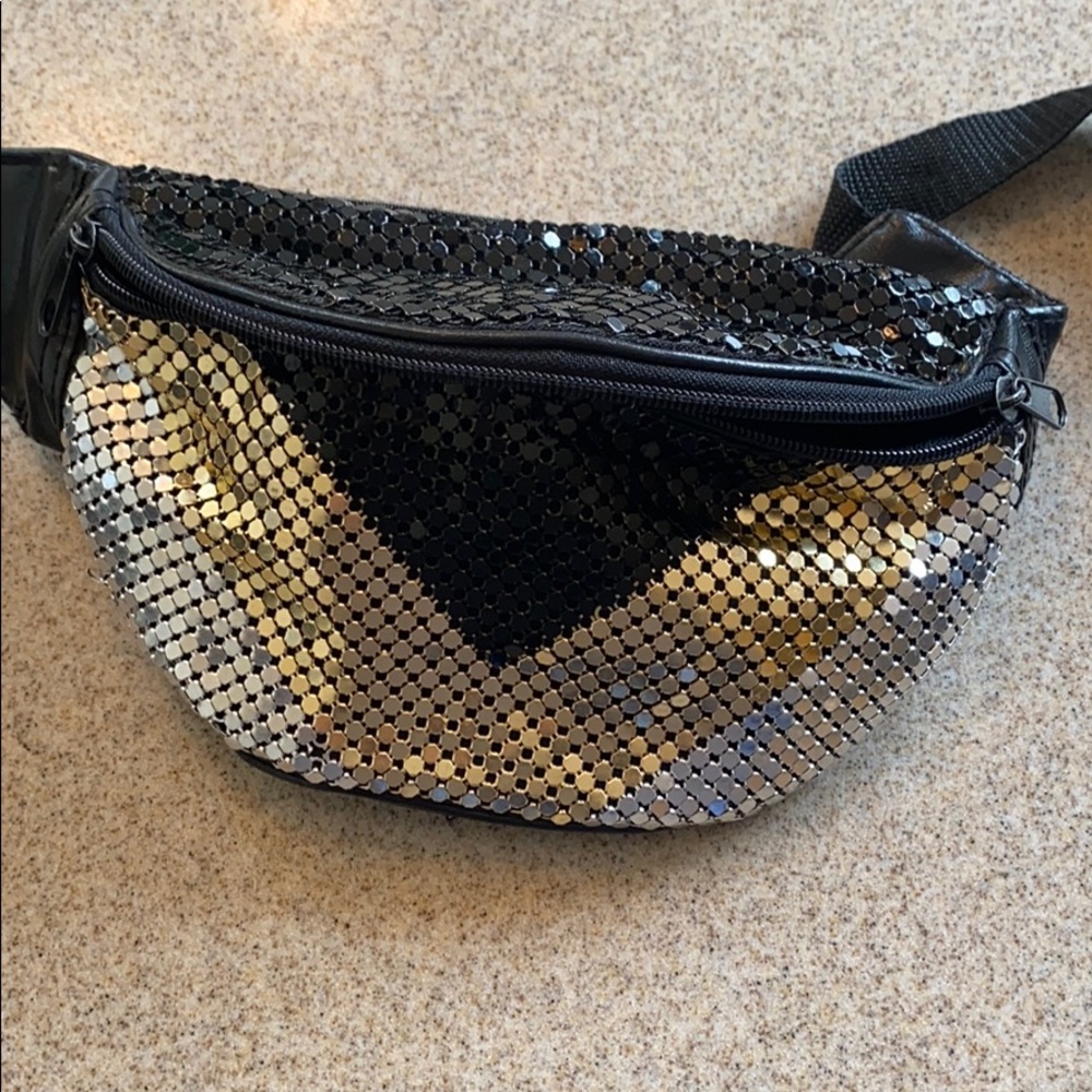 Shiny Silver, Gold and Black Fanny Pack
